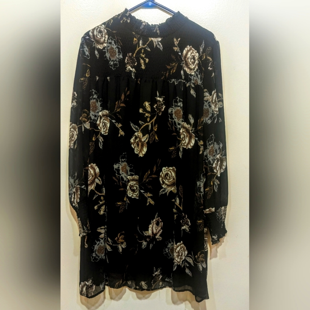 Black floral boho dress size XL